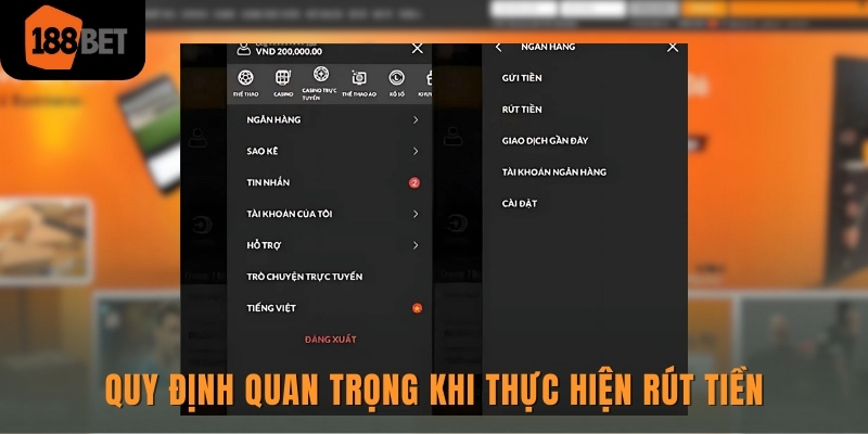 Quy định quan trọng khi thực hiện rút tiền